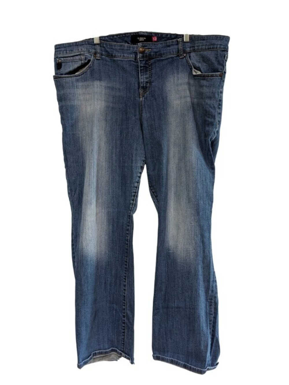 Torrid Women's Stretch Straight Jeans, Blue, Plus 24, Faded Wash, Raw Step Hem